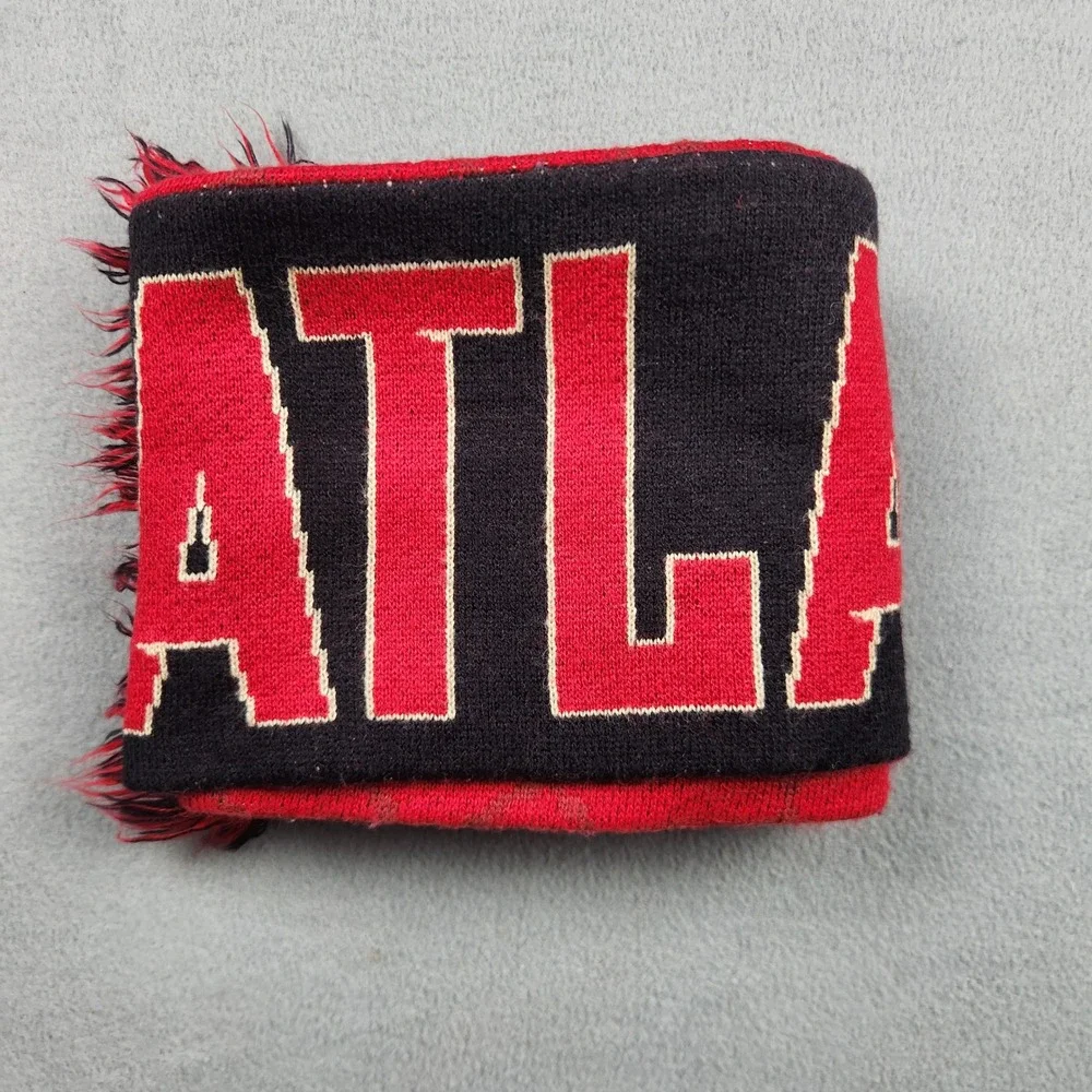 Atlanta United FC MLS Soccer Scarf Red Black Knit ATL UTD Fringe Reversible
